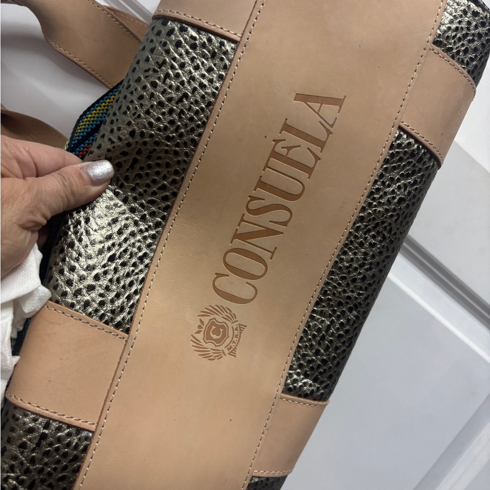 Consuela Metallic and Tan Textured Tote - Picture 2 of 4